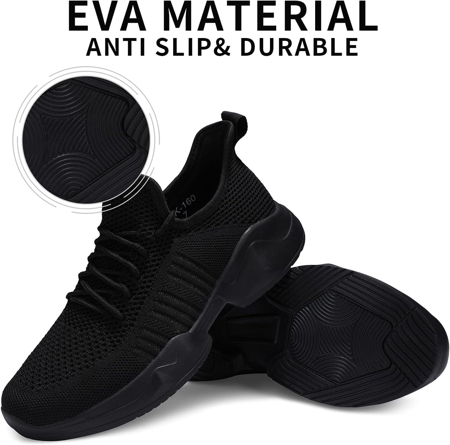 Womens Running Shoes Breathable Mesh Non Slip Fashion Sneakers Mesh Casual Athletic Lightweight Walking Shoe Black Size 8