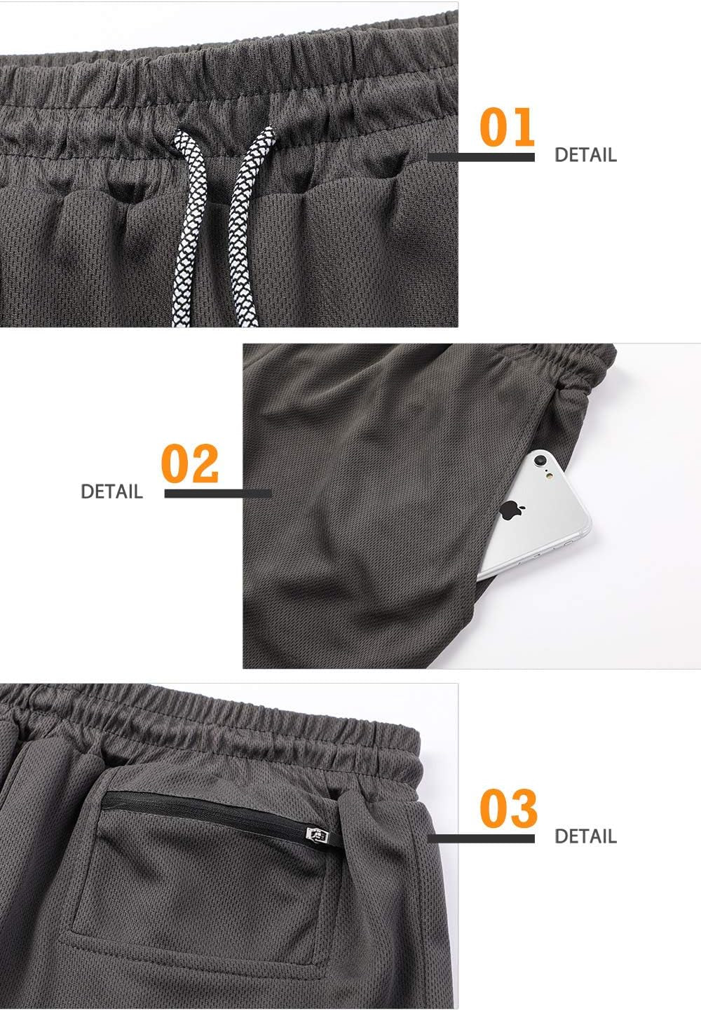 Men'S Running Shorts Quick Dry Workout Gym Shorts Athletic 2-In-1 Stealth Shorts Outdoor Short for Men with Pockets