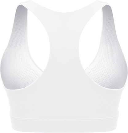 Women'S Ruched Sports Bra - Womens Strappy Sports Bra Mesh Open Back Sports Bra for Workout Yoga Gym (Medium, White)