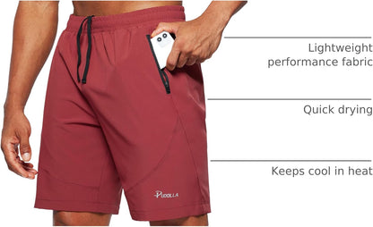 Men'S Workout Running Shorts 7"/5"/9" Lightweight Gym Athletic Shorts for Men with Zipper Pockets