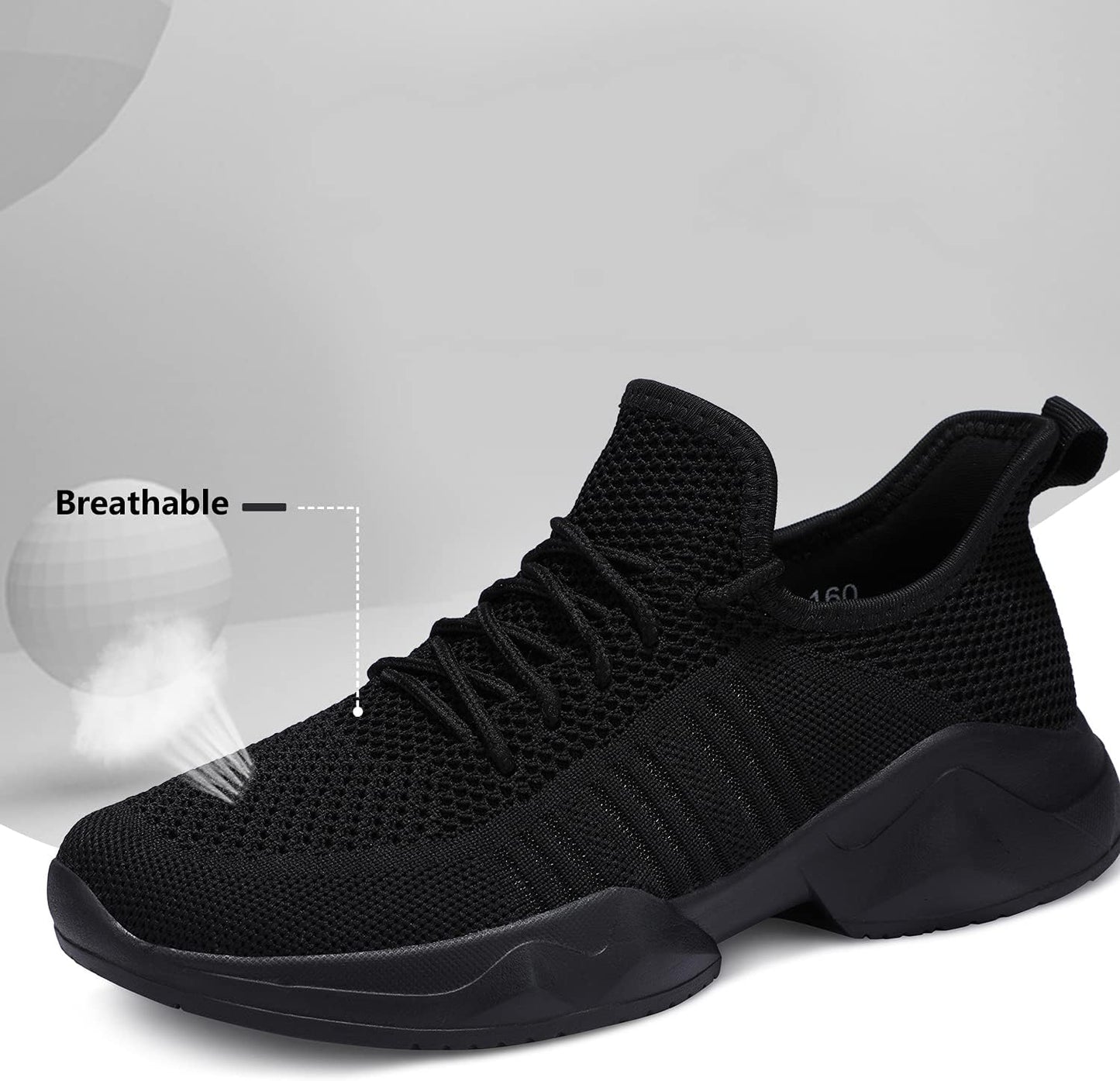Womens Running Shoes Breathable Mesh Non Slip Fashion Sneakers Mesh Casual Athletic Lightweight Walking Shoe Black Size 8