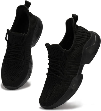 Womens Running Shoes Breathable Mesh Non Slip Fashion Sneakers Mesh Casual Athletic Lightweight Walking Shoe Black Size 8
