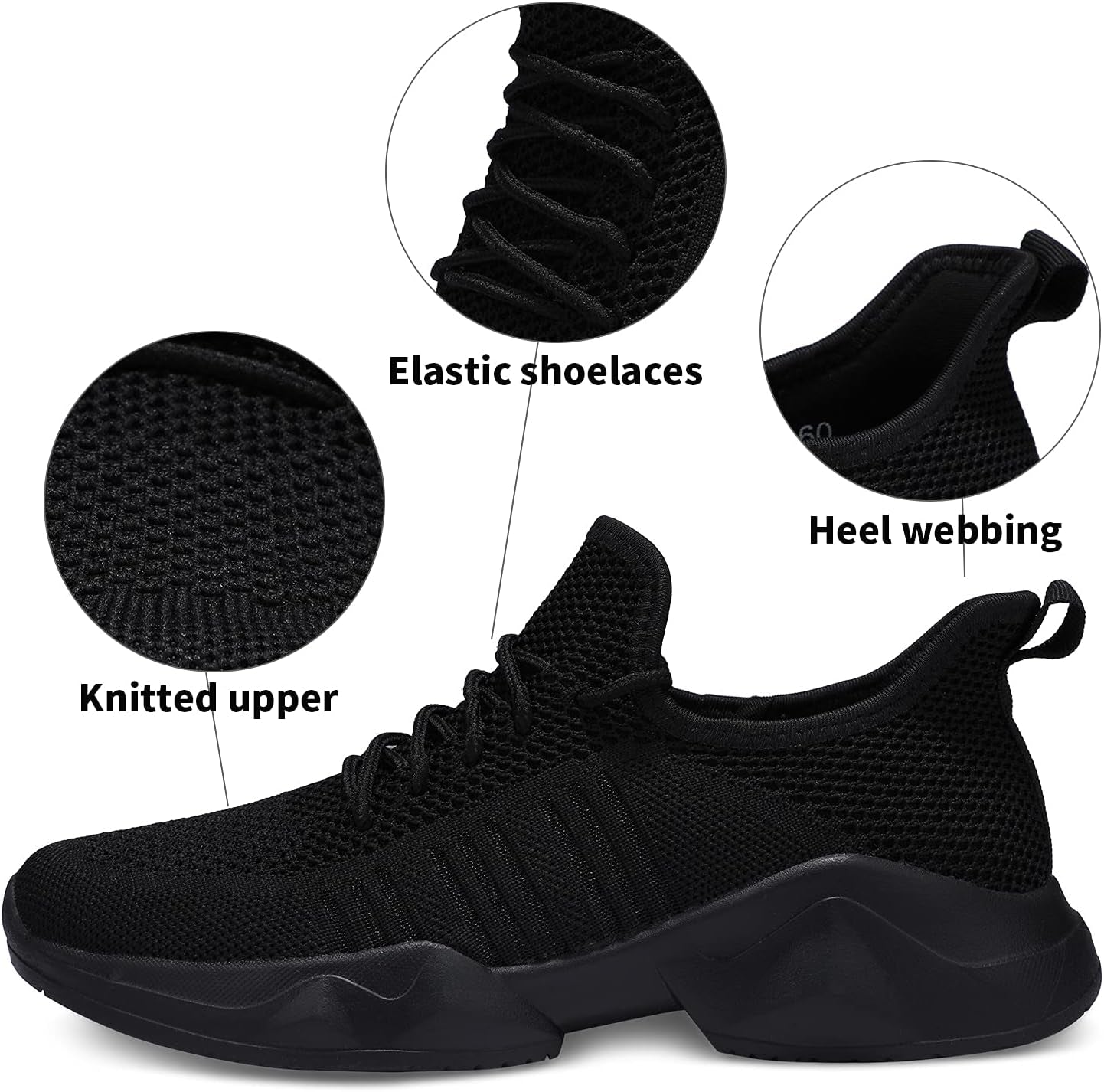 Womens Running Shoes Breathable Mesh Non Slip Fashion Sneakers Mesh Casual Athletic Lightweight Walking Shoe Black Size 8
