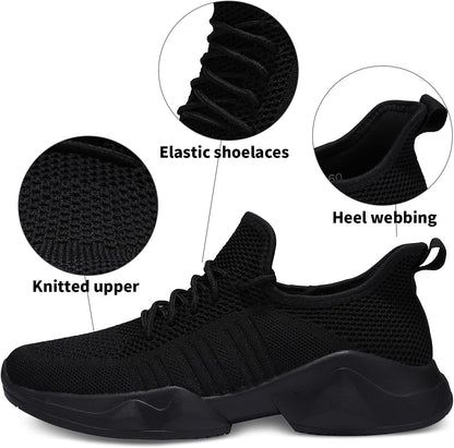 Womens Running Shoes Breathable Mesh Non Slip Fashion Sneakers Mesh Casual Athletic Lightweight Walking Shoe Black Size 8