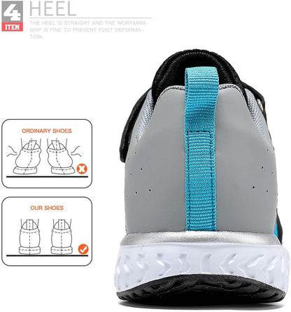 Kids Sneakers for Boys Girls Tennis Shoes Running Sneaker Lightweight Walking Shoes Athletic Air Shoes,Blue Orange,33 EU