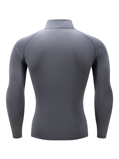 2025 New Men Sportswear Fitness Top Gym Shirts Quick-Drying Breathable Slim Long-Sleeved T-Shirt Running Training Clothes Autumn