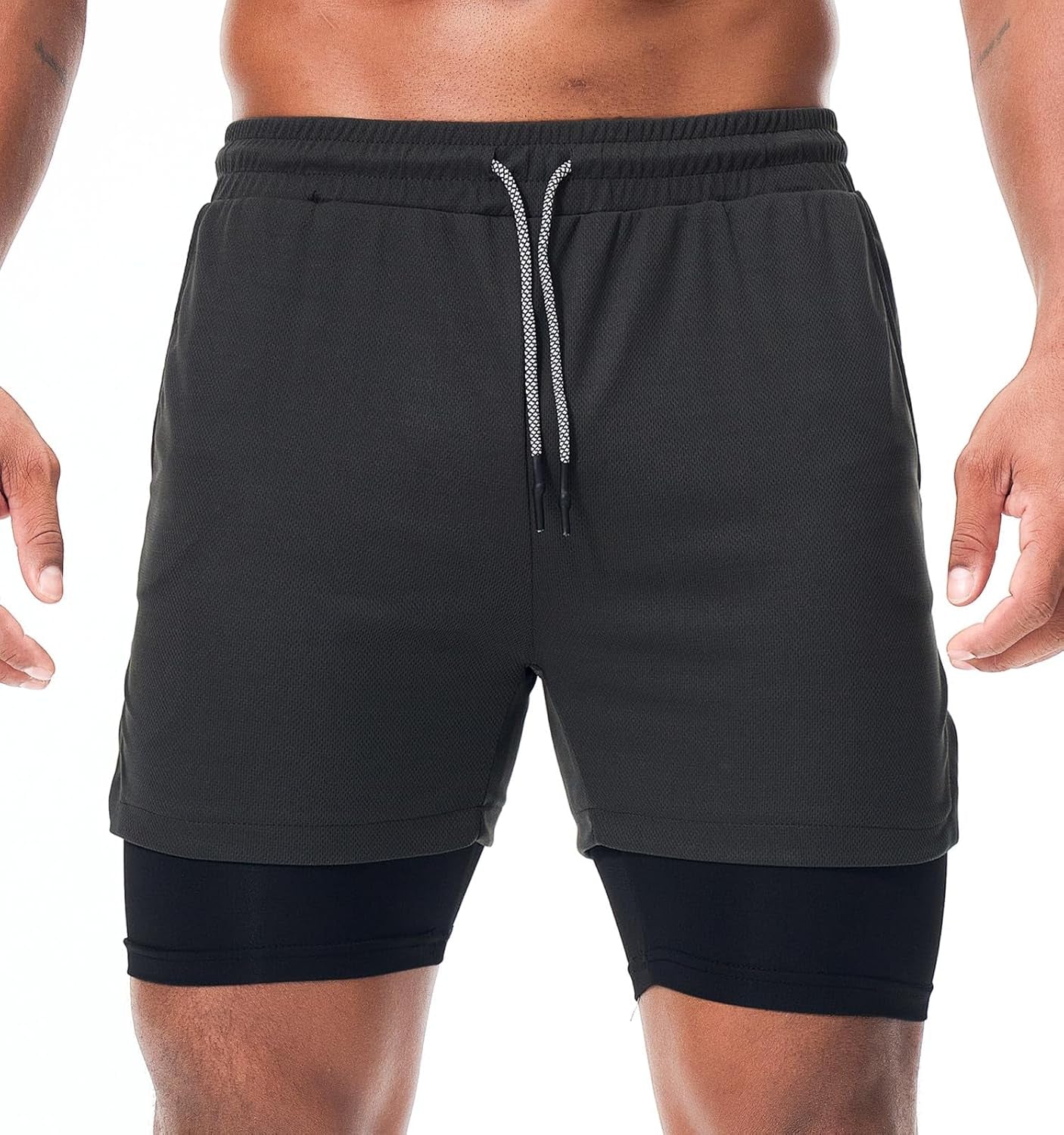 Men'S Running Shorts Quick Dry Workout Gym Shorts Athletic 2-In-1 Stealth Shorts Outdoor Short for Men with Pockets