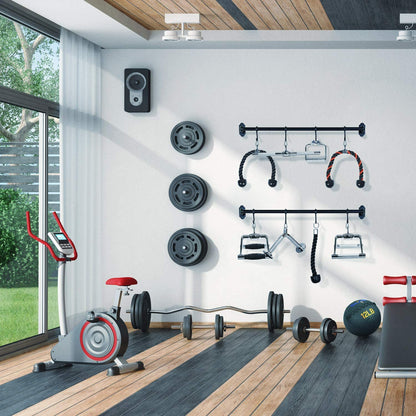 Cable Machine Attachment, Row Handles, Tricep Rope, Straight Bar, V Bar, LAT Pulldown Accessories Load 880 LB for Home Gym